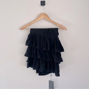 NWT Zara Black Frilled Ruffle Bottom Capris Pant